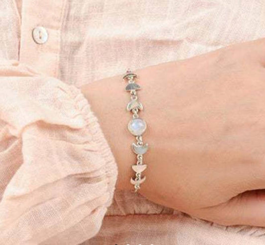 Alloy Moon and Stone Bracelet